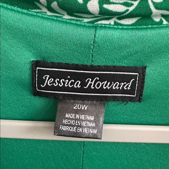 Jessica Howard Green & White Leaf Print Faux Wrap Dress - Picture 3 of 4